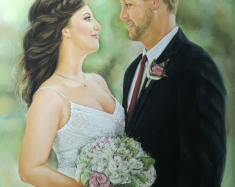 Personalized Wedding Portrait: Handmade Couple Painting Anniversary GiftCombine multiple photos into one realistic portrait
