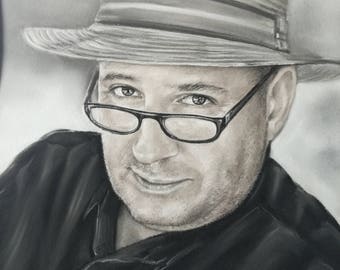 Custom Portrait from photo Black and white portrait of Man Portrait painting Gift for dad Personalized anniversary gift for husband