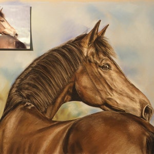 Pintura de retrato de caballo, pintura de caballo de la foto. Regalo ecuestre personalizado hecho a mano dibujo personalizado mascota retrato mascota conmemorativo mascota pérdida regalo