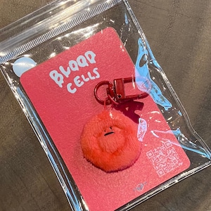Red blood cell keychain with Blood type charm