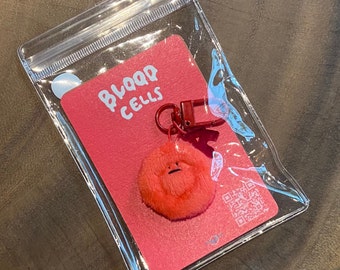 Red blood cell keychain with Blood type charm