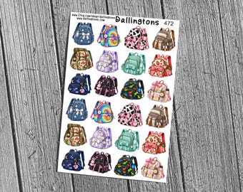 Backpack Sticker Sheet, Back to School Planner Stickers for Journals (#472)