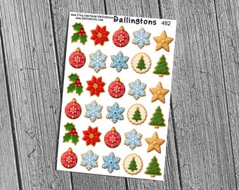 Christmas Cookie Sticker Sheet, Holiday Baking Planner Stickers for Journals and Cards (#482)