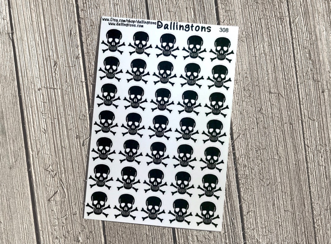 Crossbones Sticker Skull & Cross Bones (#308) - Tiny Stickers for Books and Planners - Etsy