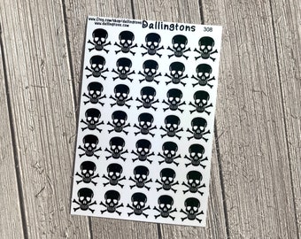 Skull & Cross Bones (#308) - Tiny Stickers for Books and Planners