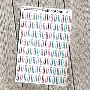 カラフルなペーパークリップのステッカー（#36） - 本やプランナー用の小さなステッカー