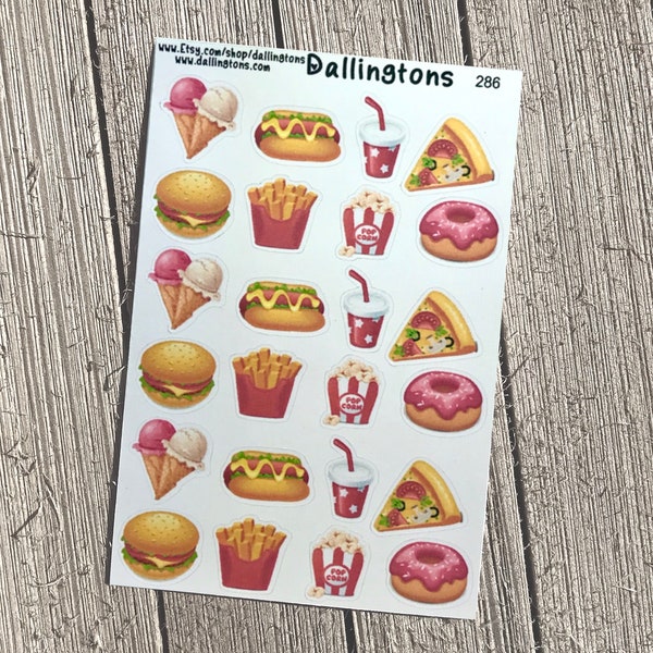 Junk Food Mix (286) - Tiny Stickers for Books and Planners