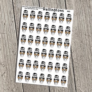Skull Lady in Leopard Aviators (#493) - Tiny Stickers for Books and Planners