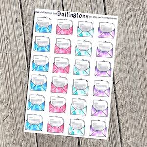 Cartas y sobres de acuarela (#48) - Pequeñas pegatinas para libros y agendas