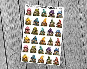 Gnome Home Sticker Sheet, Fairy Garden Planner Stickers for Junk Journals (#465)