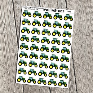 Green Tractors (#453) - Tiny Stickers for Books and Planners