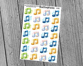 Music Note Sticker Sheet, Band Practice Planner Stickers for Scrapbooks and Journals (#446)