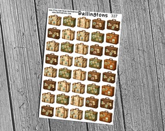 Travel Suitcase Sticker Sheet, Trip Planning Journal Stickers for Vacation Scrapbooks (#337)