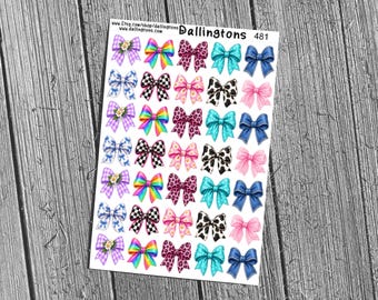 Bow Sticker Sheet, Coquette Ribbon Planner Stickers for Journals and Cards (#481)