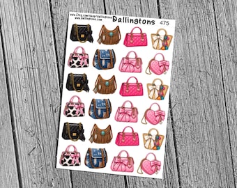 Purse Sticker Sheet, Fashion Handbag Planner Stickers for Journals and Scrapbooks (#475)