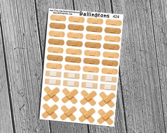 Bandage Sticker Sheet, Self Care Planner Stickers for Health Journals (#424)