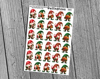 Christmas Gnomes (#565) - Stickers for Books, Scrapbooks, Planners, Cards, Journals and Everything Else!