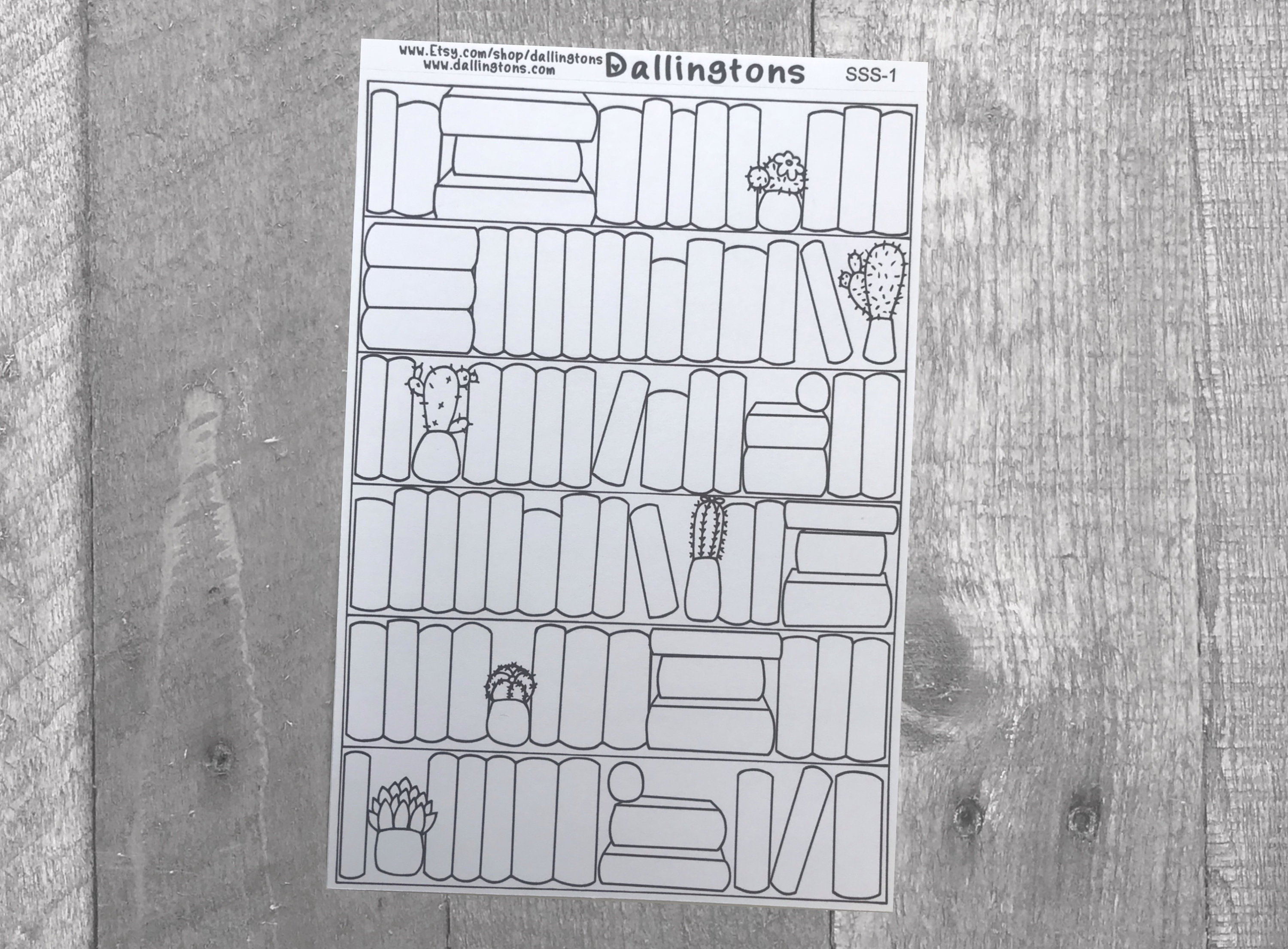Book Shelf Sticker Sheet (SSS-1) Full Sheet Sticker for Books and Planners