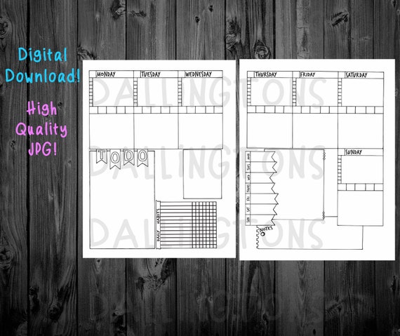 Printable Weekly Planner Page Weekly Layout Weekly Spread | Etsy