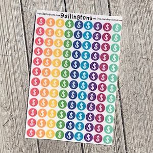 Kolorowe Znaki Dolara (#37) - Malutkie Naklejki do Książek i Planerów
