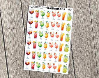 Bebidas frutales (#982) - Pegatinas pequeñas para libros y agendas