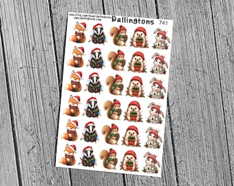 Christmas Animals (#741) - Stickers for Books, Scrapbooks, Planners, Cards, Journals and Everything Else!