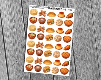 Mexican Food Sticker Sheet, Taco Tuesday Planner Stickers for Meal Planning Journals (#463)