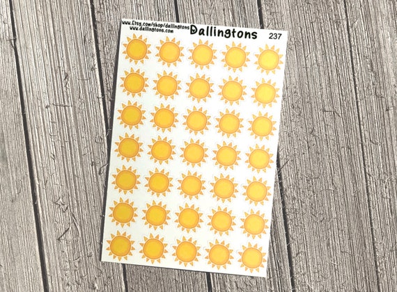 Suns 237 Tiny Stickers for Books and Planners 