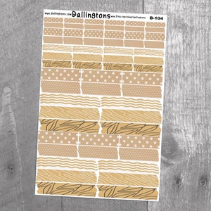 Tan Washi Strips (B-104) - Stickers for Books and Planners, Sticker Sheets, Planner Stickers