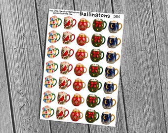 Christmas Mugs (#564) - Stickers for Books, Scrapbooks, Planners, Cards, Journals and Everything Else!