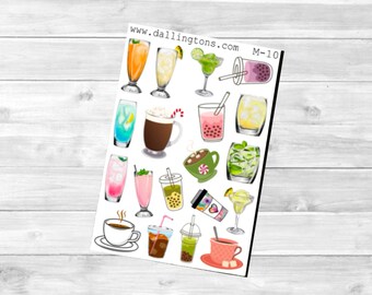 Bebidas (M-10) - Minihojas de pegatinas para libros y agendas