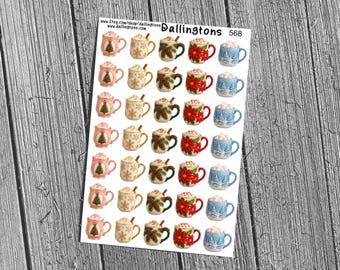 Christmas Mugs (#568) - Stickers for Books, Scrapbooks, Planners, Cards, Journals and Everything Else!