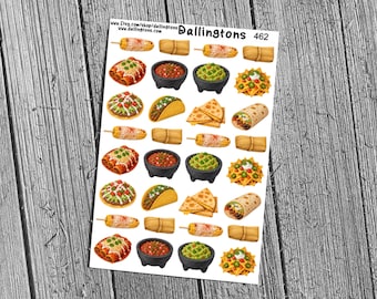 Mexican Food Sticker Sheet, Taco Night Planner Stickers for Recipe Journals (#462)
