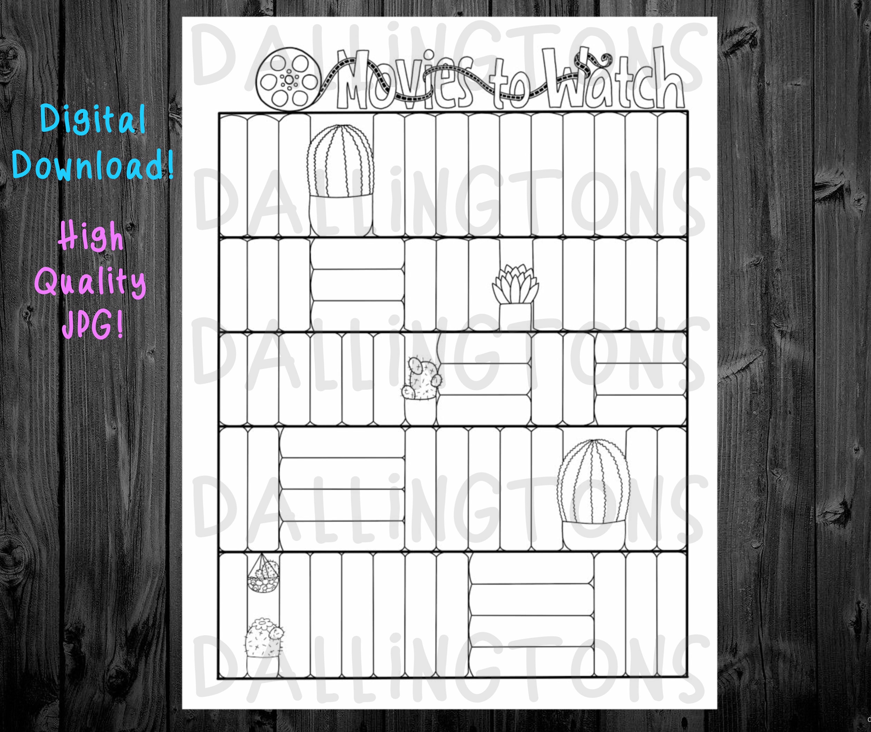 Movies to Watch Digital Planner Printable Page Bullet - Etsy
