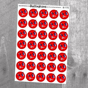 Angry Face (B-175) - Stickers for Books and Planners, Sticker Sheets, Planner Stickers