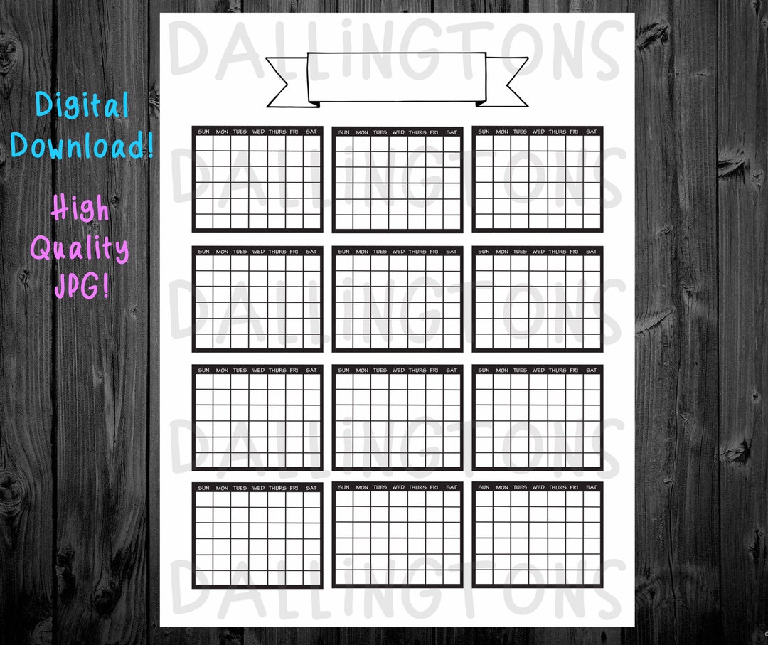 Printable Yearly Calendar Printable Calendar Bullet Journal Bujo ...