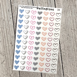 Little Colorful Hearts Stickers (#34) - Tiny Kiss Cut Stickers for Planners and Journals