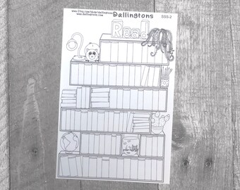 Book Shelf Sticker Sheet (SSS-2) Full Sheet Sticker for Books and Planners