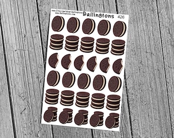Chocolate Cream Cookie Sticker Sheet, Baking Planner Stickers for Recipe Cards and Journals (#426)