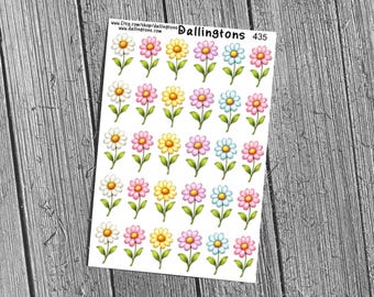 Daisy Sticker Sheet, Cottagecore Flower Planner Stickers for Card Making and Journals (#435)