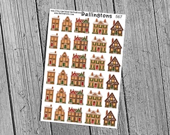 Christmas Houses (#567) - Stickers for Books, Scrapbooks, Planners, Cards, Journals and Everything Else!