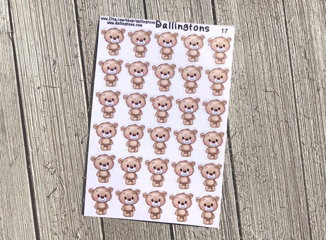 Scruffy Teddy Bear Stickers (#17) - Tiny Stickers for Books and ...