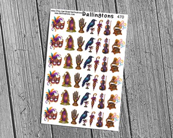 Halloween Sticker Sheet, Spooky Season Planner Stickers for Junk Journals (#470)