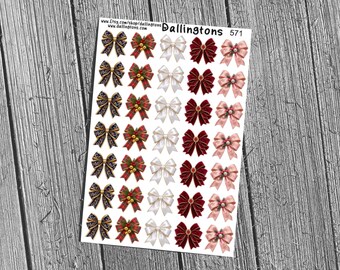 Christmas Ribbons (#571) - Stickers for Books, Scrapbooks, Planners, Cards, Journals and Everything Else!