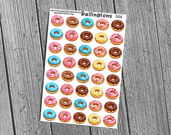 Donut Sticker Sheet, Sweet Treat Planner Stickers for Journals and Scrapbooks (#504)