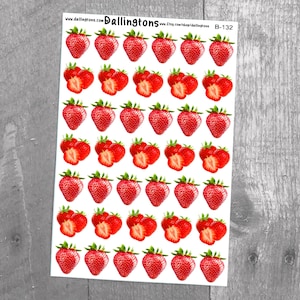 Strawberries (B-132) - Stickers for Books and Planners, Sticker Sheets, Planner Stickers