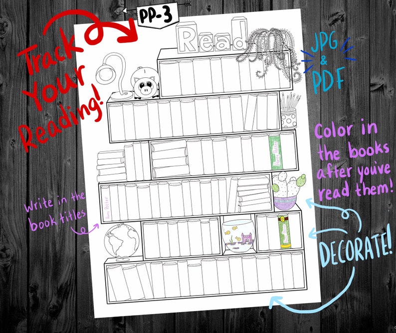 Book Shelf Reading Tracker Books to Read Reading List Etsy