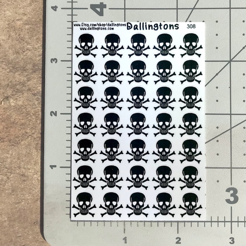 Skull & Cross Bones 308 Tiny Stickers for Books and - Etsy