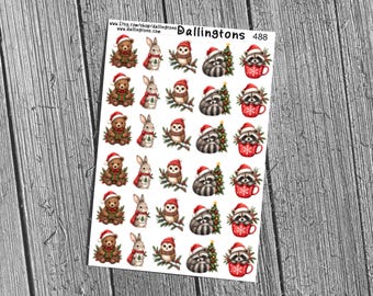 Holiday Animals (#488) - Stickers for Books, Scrapbooks, Planners, Cards, Journals and Everything Else!