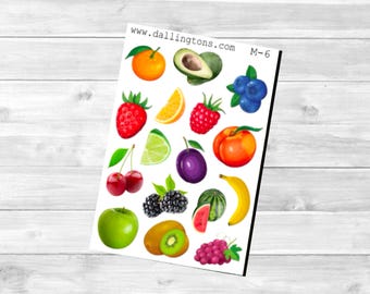 Frutas (M-6) - Minihojas de pegatinas para libros y agendas